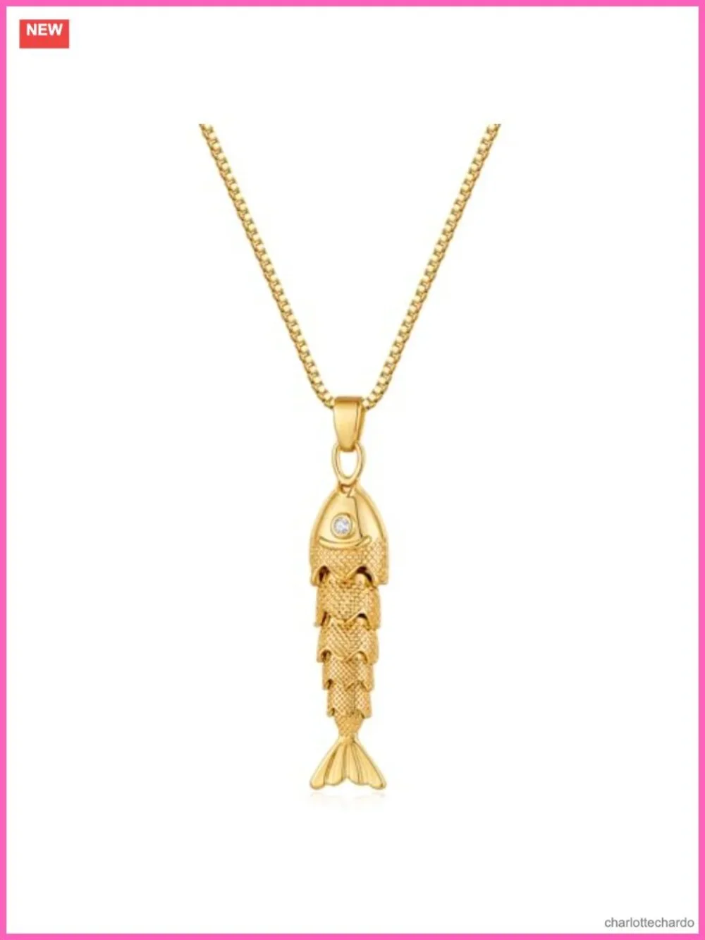 Dainty Fish Pendant Necklace 14k Gold Plated Ocean Fish Charm Layering